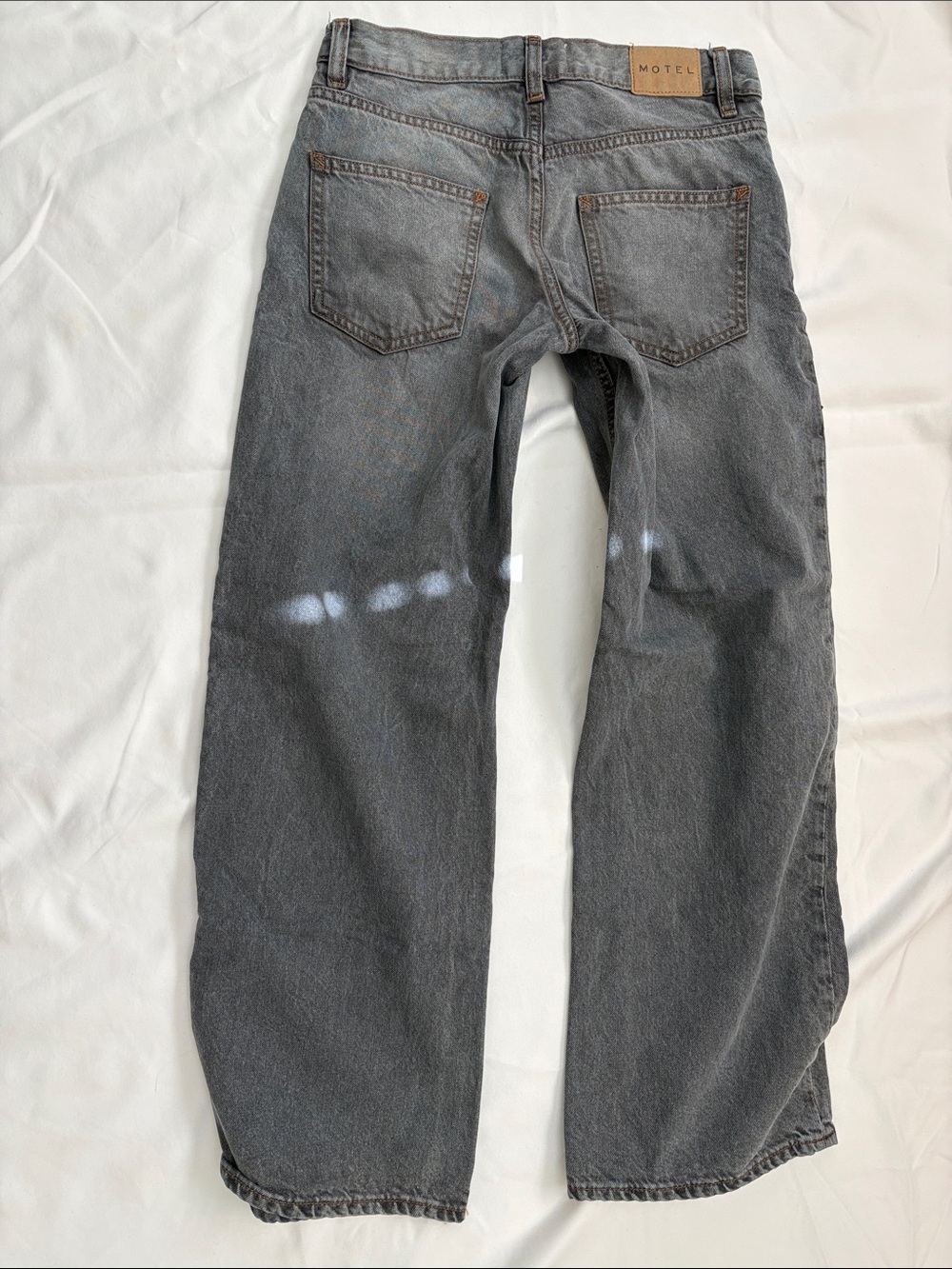 Motel Rocks Washed Grey Wide-Leg Jeans - Picture 3 of 4